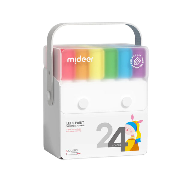 Mideer washable markers 24 colors, designed for children who are learning to hold a pencil for the first time, best gift for kids over 4 year old