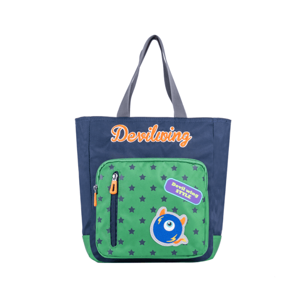 Devil Wing Tote Bag for Kids with Zipper Closure (Navy)