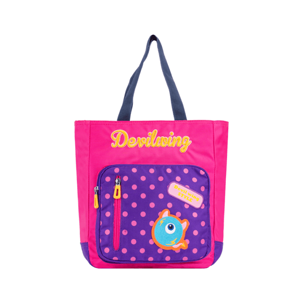 Devil Wing Tote Bag for Kids with Zipper Closure (Pink)