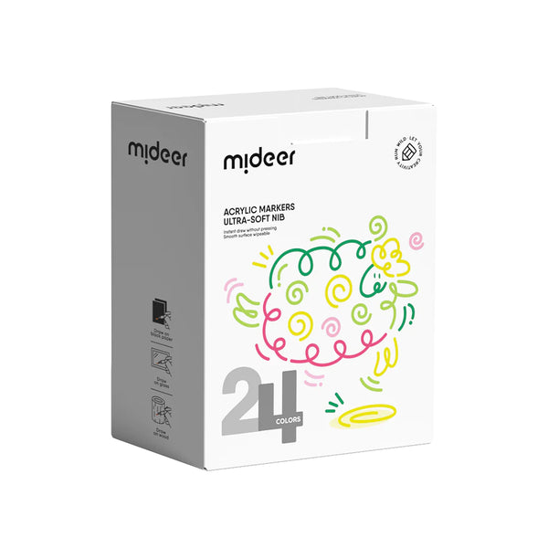 Mideer Acrylic Markers - Ultra Soft Nib - 24 Colors