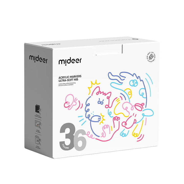 Mideer Acrylic Markers - Ultra Soft Nib - 24 Colors