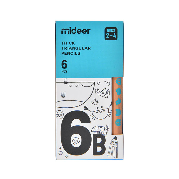 Mideer thick triangular pencils 6B, essential school supplies for kids between 2 and 4 year old