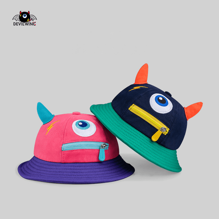 Image of Kids Bucket Hat with two color options: Navy and Pink