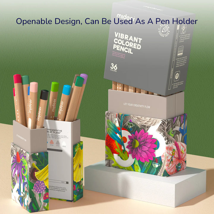 Colored pencil, openable box design, can be used as a pen holder