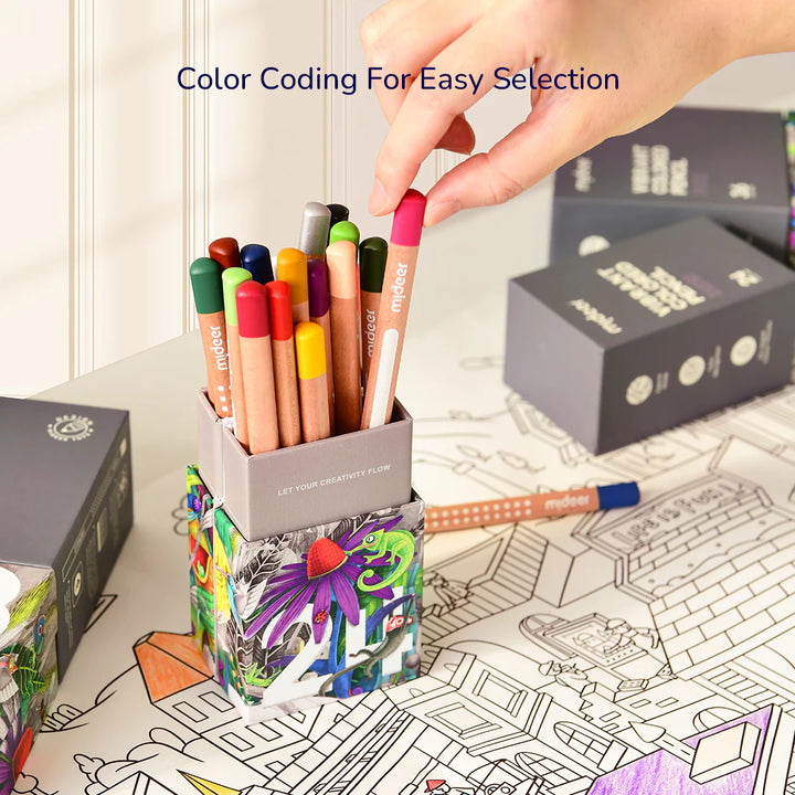 Colored pencil, color coding for easy selection