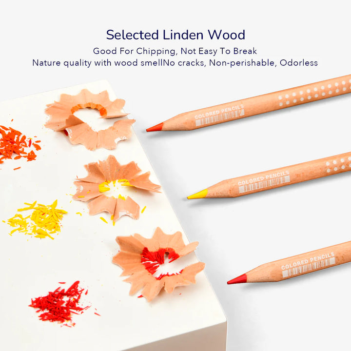 Colored pencil made with selectd linden wood, nature quality with wood smell, non-perishable, odorless