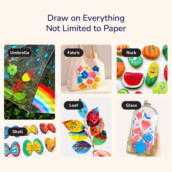 Image of Acrylic Markers in 36 colors, you can draw on everything like umbrella, fabric, rock, shell, leaf, glass, wood, let your creativity go wide! We appreciate the ease to create on various surfaces!