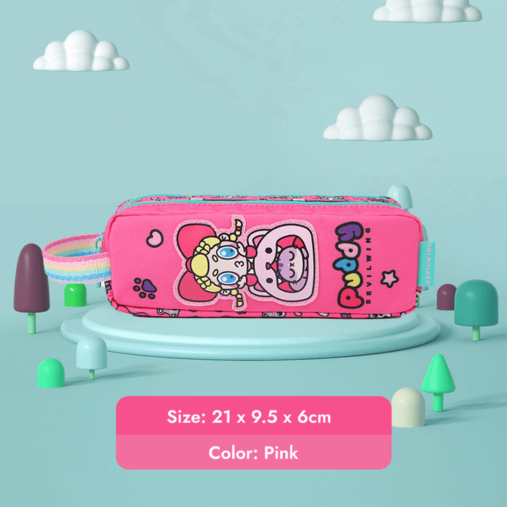 Devil Wing cartoon pencil pouch with two layer design, get ready for back to school