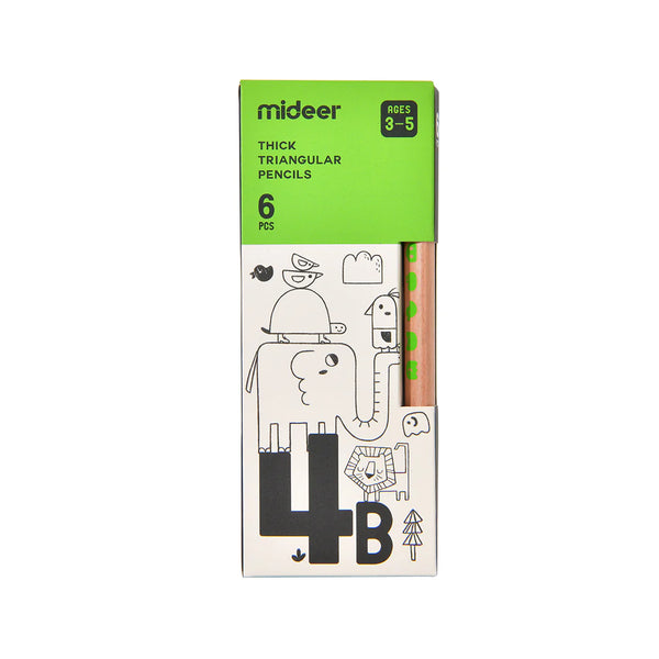 Mideer thick triangular pencils 4B, essential school supplies for kids between 3 and 5 year old