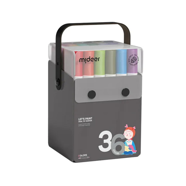 Mideer translucent dual tips markers 36 colors, water-based ink and easy to wash, best gift for kids over 4 year old