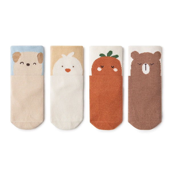 4 Pack Baby Socks: Sleepy Animals