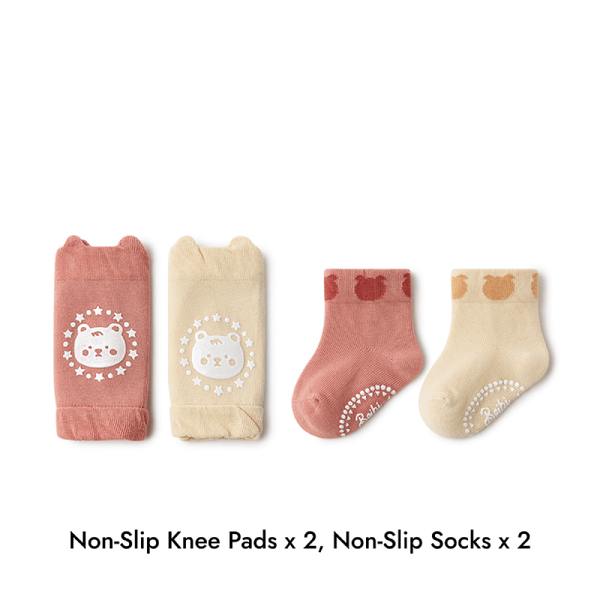 Beibi Non-Slip Baby Seamless Socks + Non-Slip Knee Pads