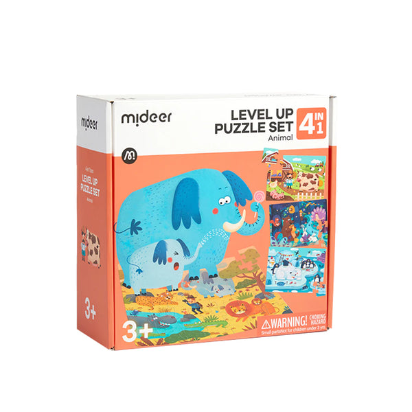Mideer Level Up! 4 in 1 Puzzle Set: Animal 12-35P