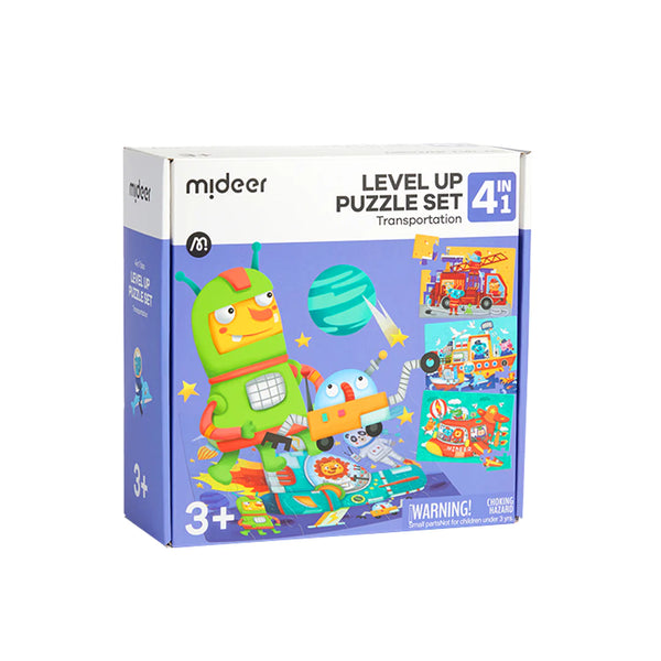 Mideer Level Up! 4 in 1 Puzzle Set: Transportation 12-35P