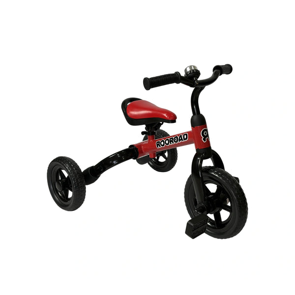 RooRoad - 3 in 1 Foldable Tricycle & Balance Bike: Red