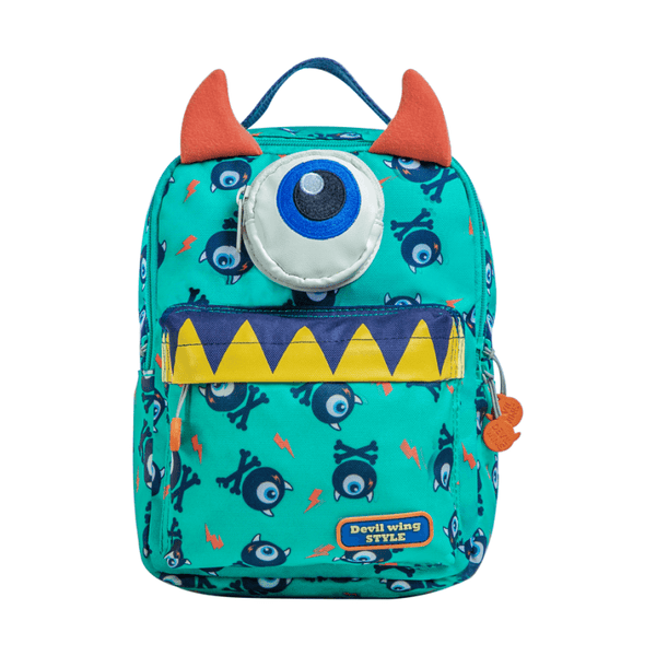 Toddler Backpack With Detachable Leash: Little Demon (Green) - Devil Wing