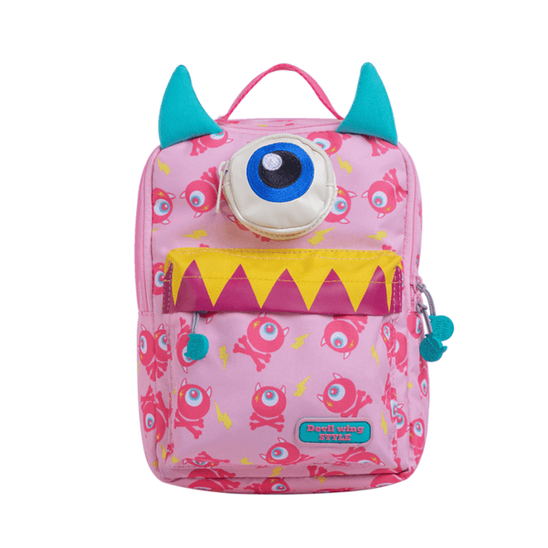 Toddler Backpack With Detachable Leash: Little Demon (Pink) - Devil Wing