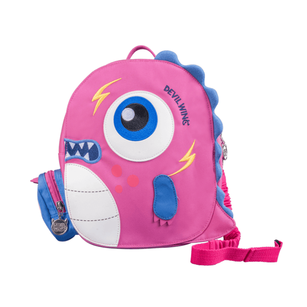 Daycare Backpack With Detachable Leash: 3D Dinosaur (Pink) - Devil Wing